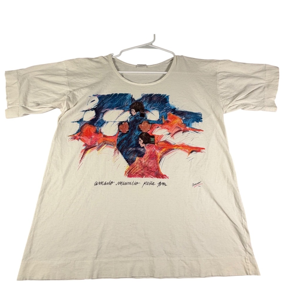 Vintage 1988 Amado Maurilio Pena Jr Artwear T-Shirt White Southwest Native Tee